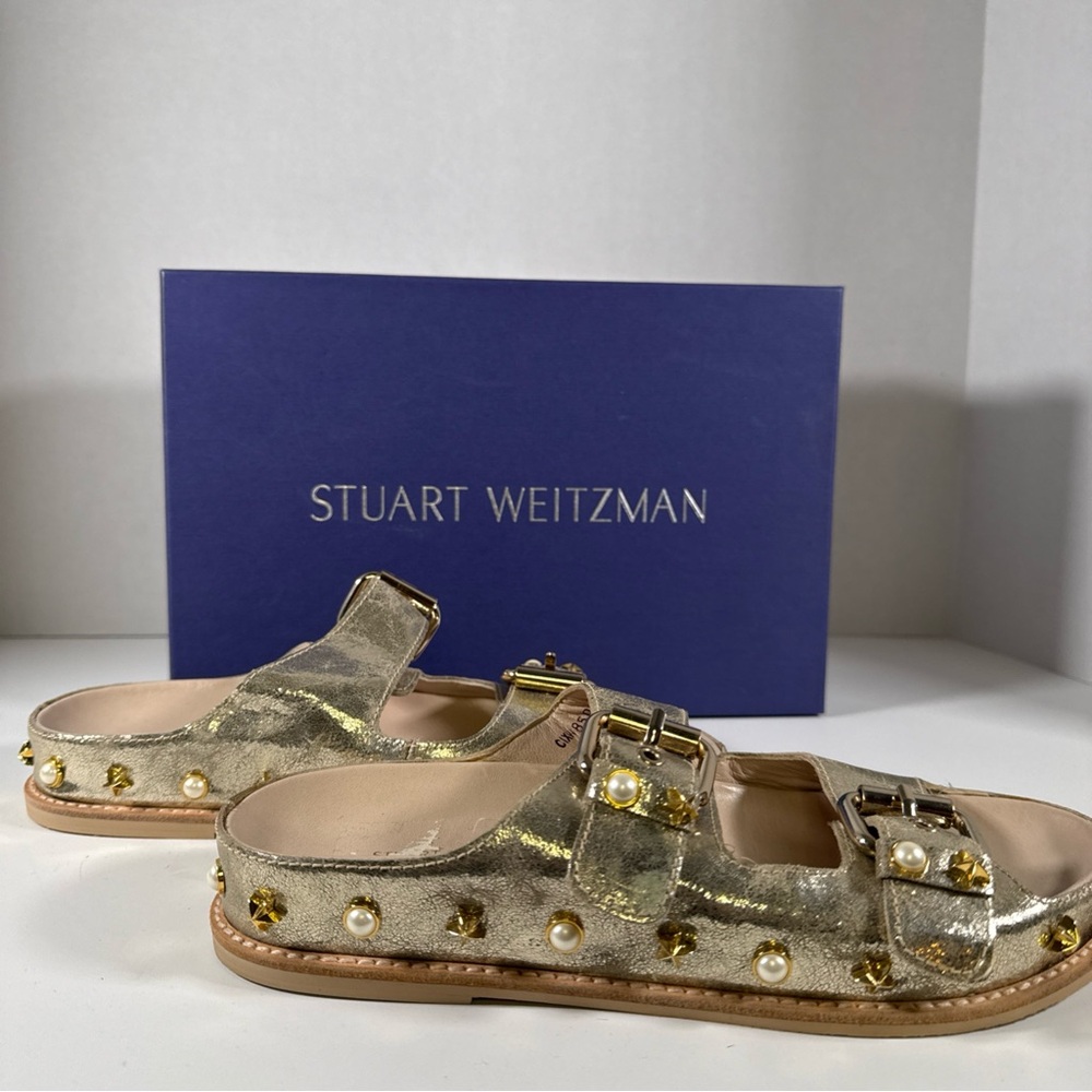 Stuart Weitzman Women's Sandbar Sandals Cava Fractured  5.5 M